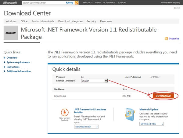 Download Microsoft .Net Framework