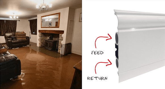 Flood proof skirting boards also provide room heating