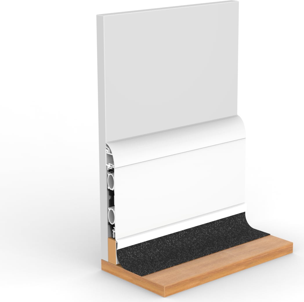 EasyClean BM2 OV profile cutaway showing the sealed cap, radiant tubes and coved floor interface