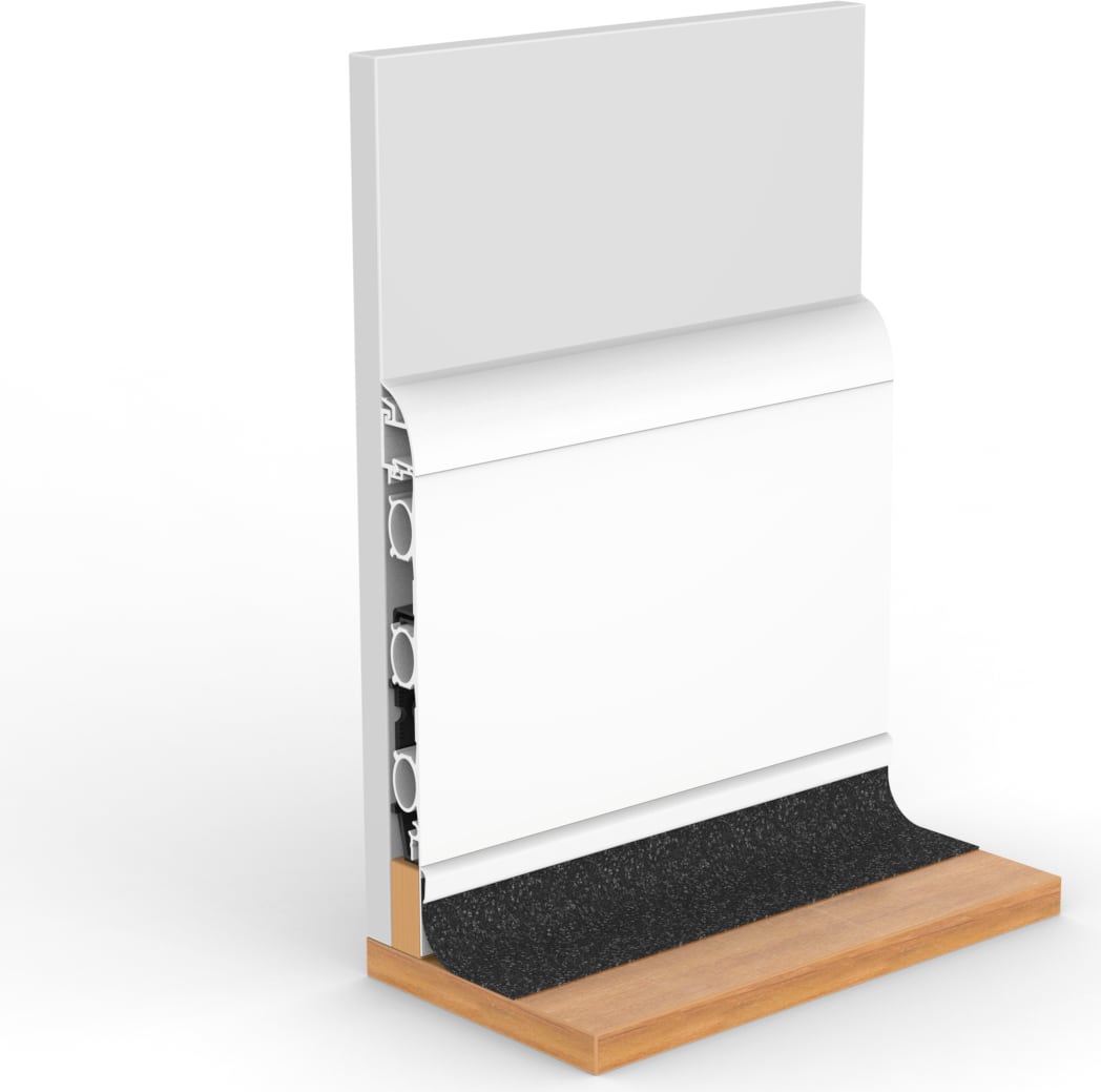 EasyClean BM3 OV profile cutaway showing the sealed cap, radiant tubes and coved floor interface