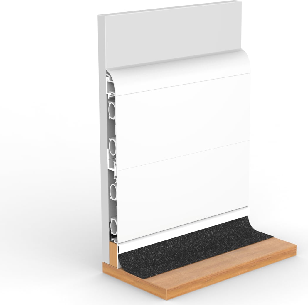 EasyClean BM4 OV profile cutaway showing the sealed cap, radiant tubes and coved floor interface