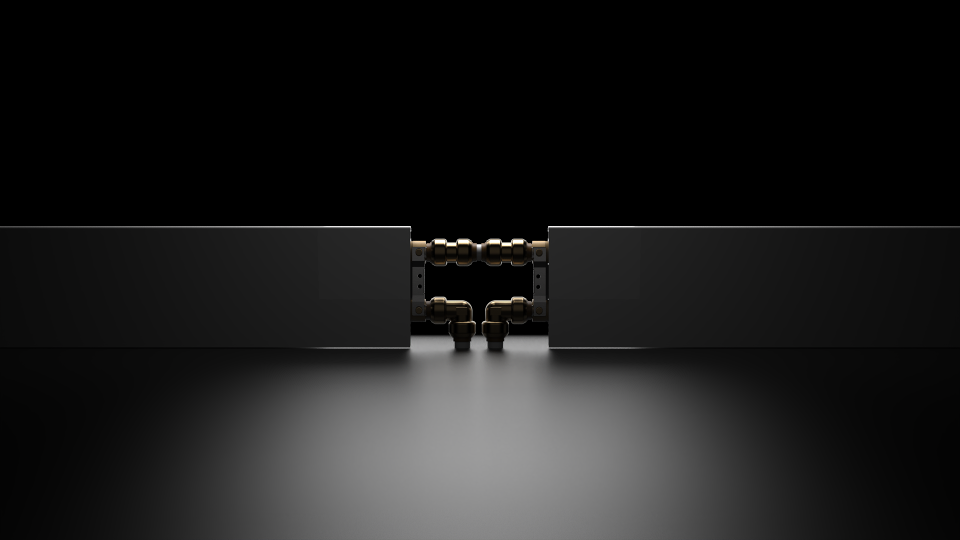 Close-up of a ThermaSkirt feed and return connection between two skirting lengths